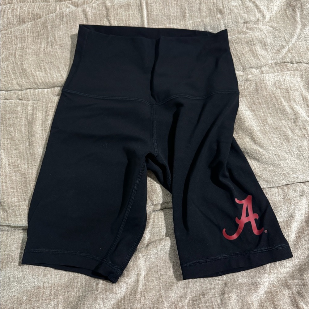lululemon athletica Black Bike Shorts with Red 'A' Logo